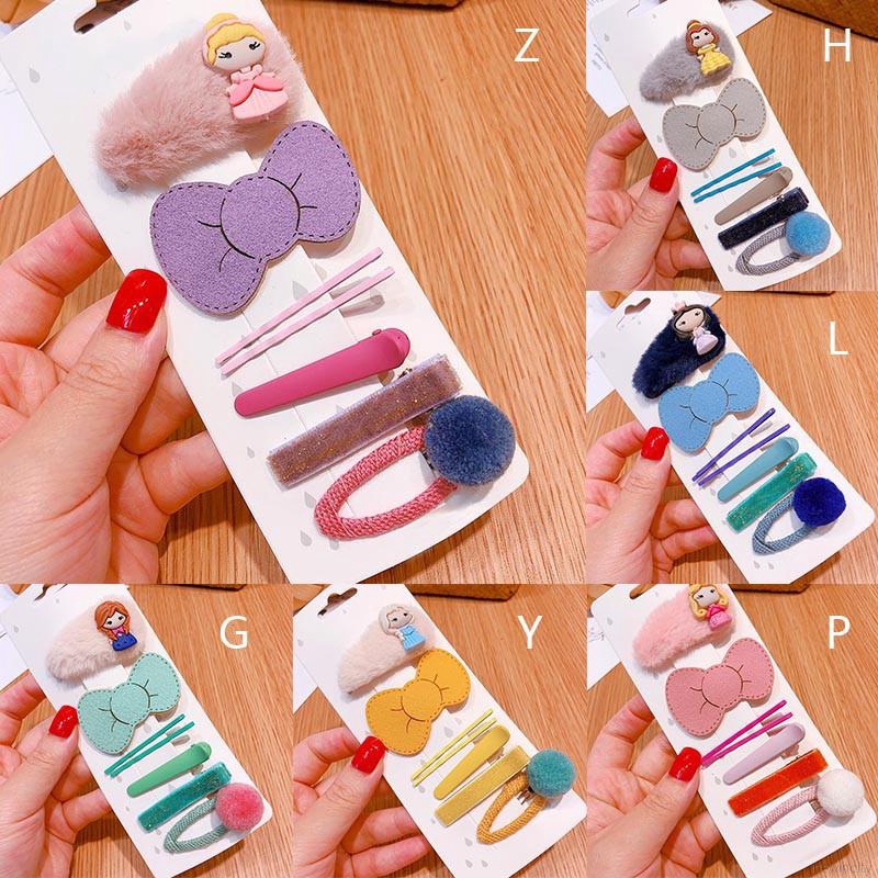 Bộ 7 kẹp tóc họa tiết công chúa đáng yêu thời trang Hàn Quốc cho nữ