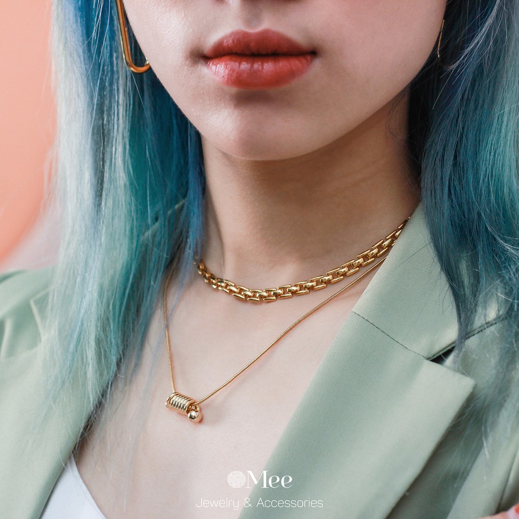 Dây chuyền choker MEE vòng cổ nữ xích dây đồng hồ, mạ vàng 18k - N2852