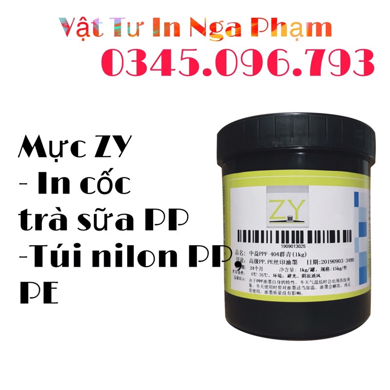 1 Kg Mực ZY in túi nilon PP, PE - in cốc nhựa PP in lụa -in lưới