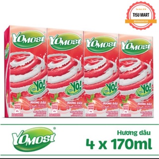 * Lốc 4 hộp sữa chua uống YoMost hương dâu 170ml