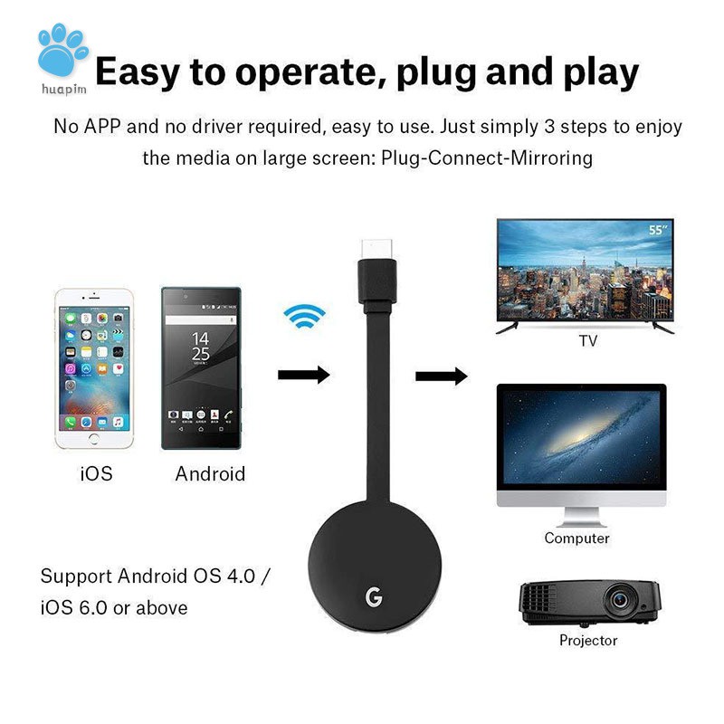 HP 2.4G Display Dongle for Google Chromecast 2 for Netflix YouTube Crome Chrome Cast