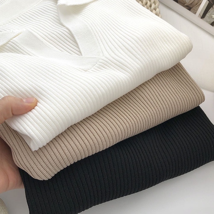 NUZIRO Áo kiểu  dệt kim tay dài phong cách Hàn Quốc thời trang dành cho nữ