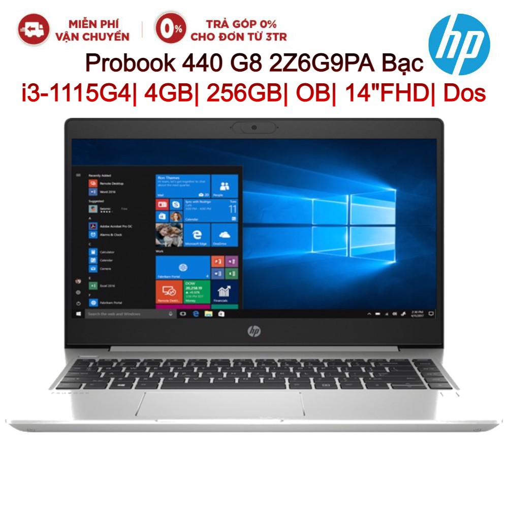 Laptop HP Probook 440 G8 2Z6G9PA Bạc i3-1115G4| 4GB| 256GB| OB| 14&quot;FHD| Dos