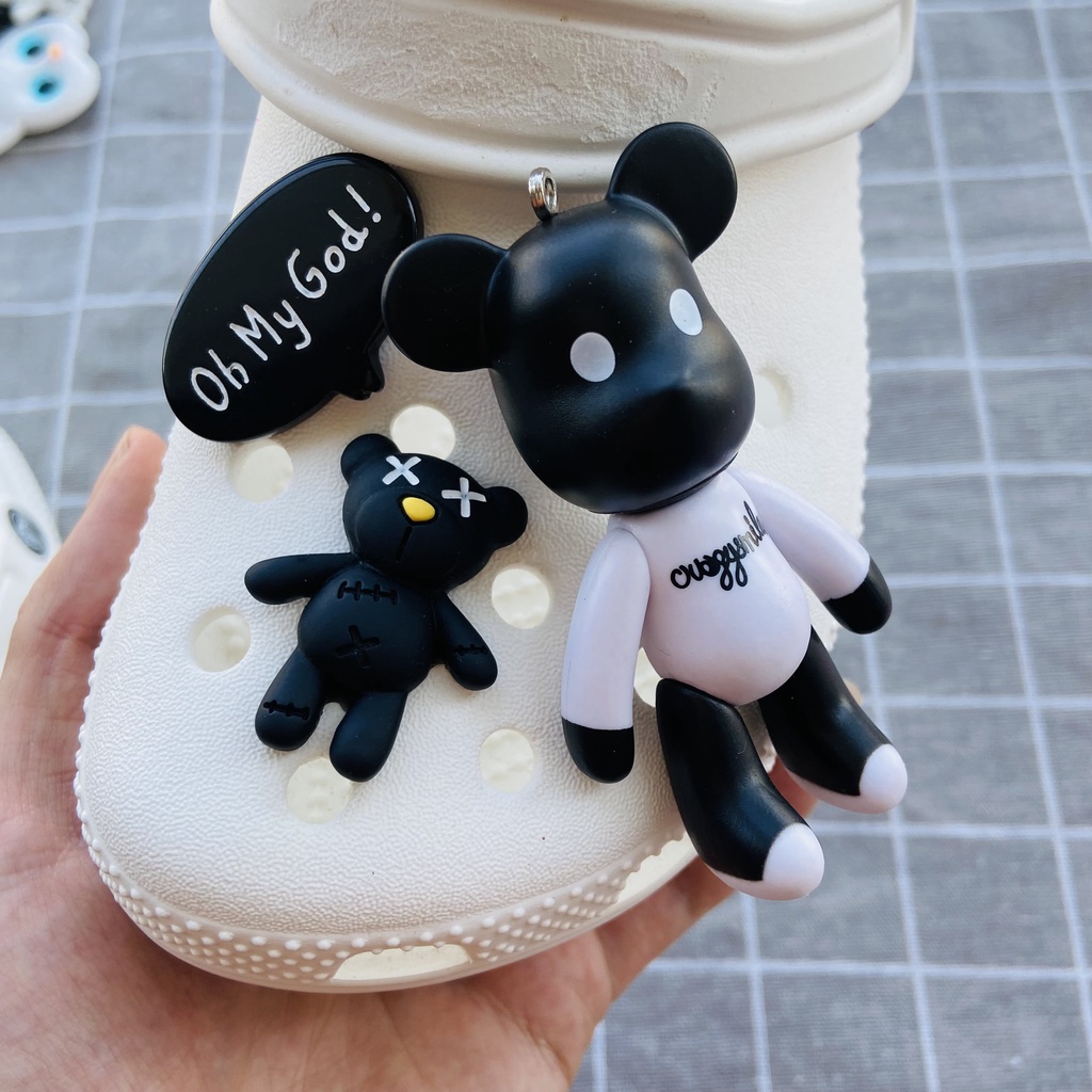 Sticker crocs Shoe Decoration for crocs đế caoSet 7 phụ kiện trang trí giày màu đen/trắng