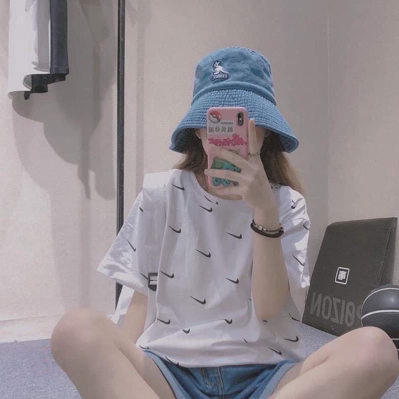 Áo thun tay lỡ unisex NK in kín MOSSSHOP - Áo phông nam nữ phong cách hàn quốc ulzzang form rộng 65kg