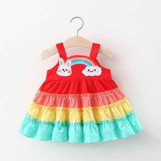 Váy 2 Dây Cầu Vồng Cho Bé Gái