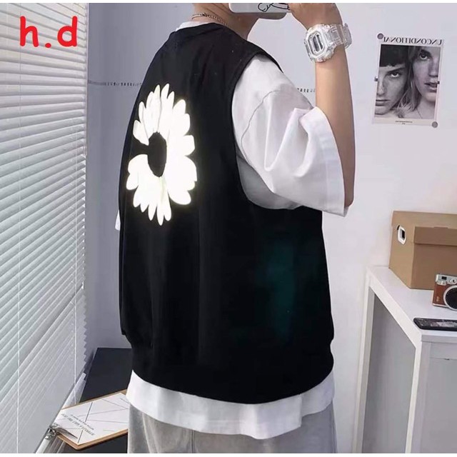 Sét hai món gile hoa cúc phản quang ngắn tay HĐ12