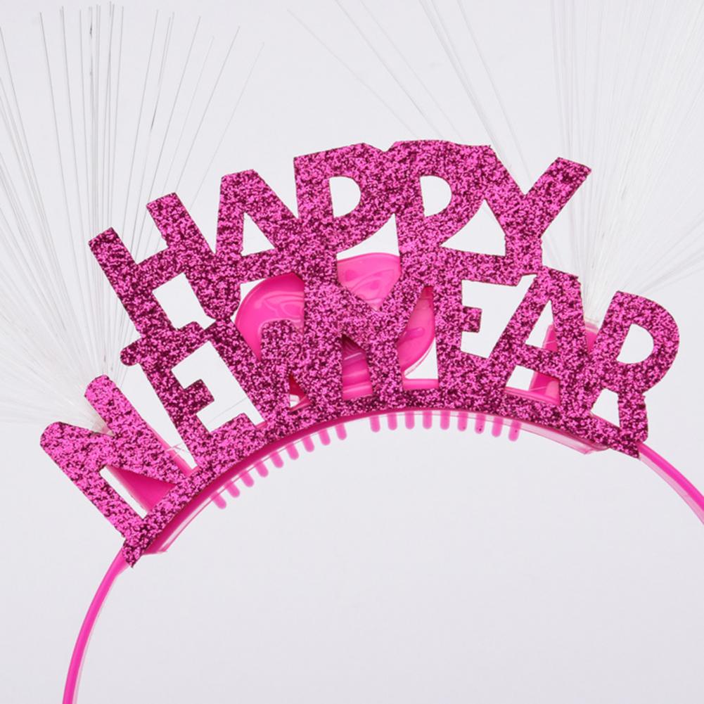 Băng đô cài tóc đèn Led chữ Happy new year trang trí năm mới