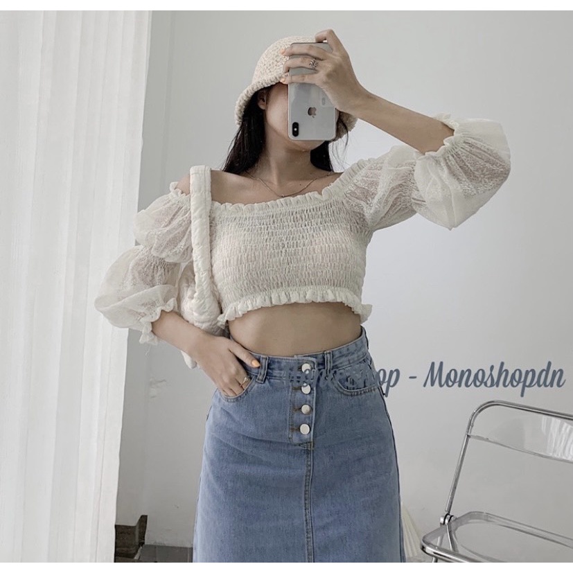 ÁO TRỄ VAI BO CHUNG HAI MÀU CỰC KỲ XINH XẮN - ELLA TOP