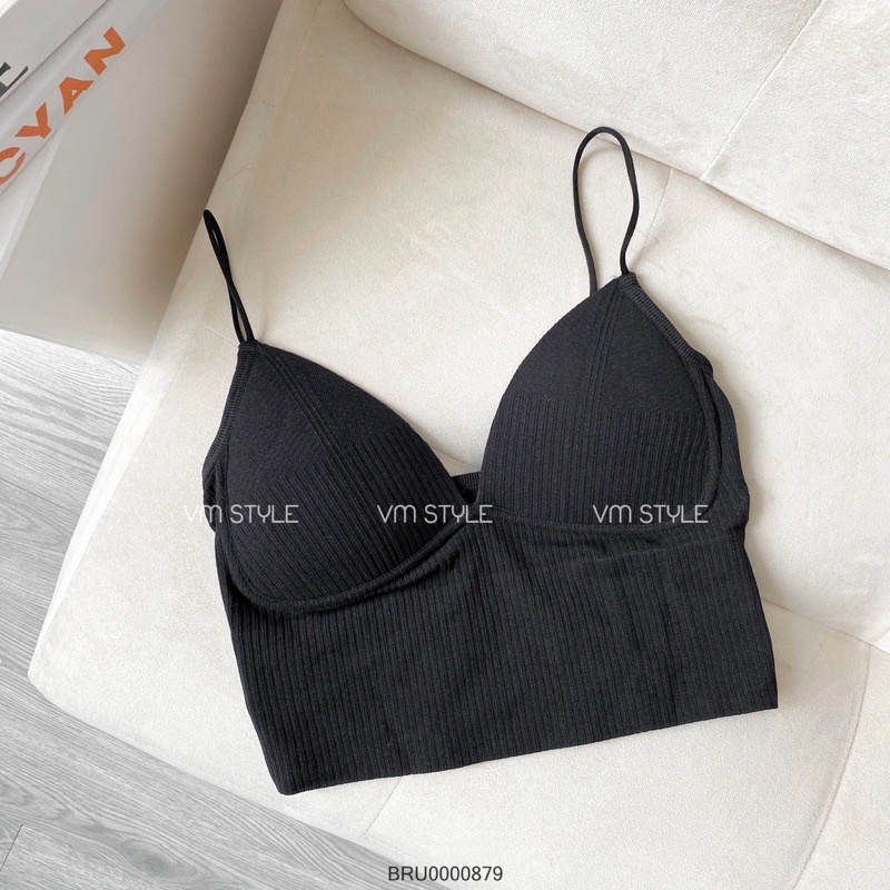 Áo Bra Nữ 2 Dây Mảnh Cổ  chữ V Dáng Lửng Có Đệm Ngực Trẻ Trung , Áo lót không gọng nâng ngực tự nhiên