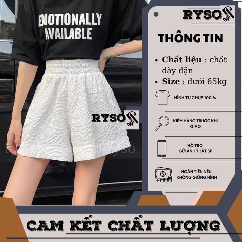 Quần short nữ dập nổi 3D xốp phồng hàng đẹp xinh xắn - Quần sooc xốp hoa phối nhiều kiểu áo năng động