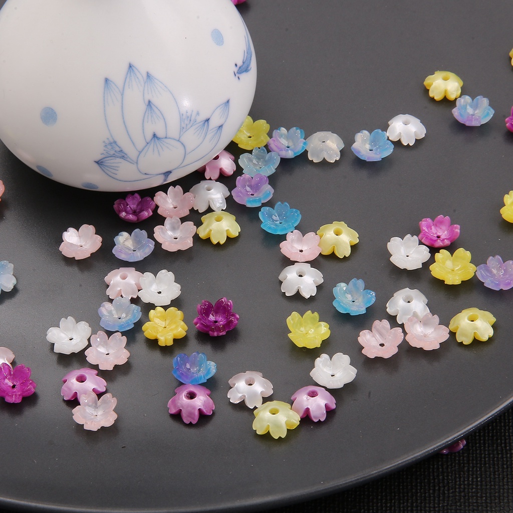Set 10 Hạt Xỏ Lỗ Hình Cánh Hoa 1mm Dùng Để Làm Đồ Trang Sức Thủ Công