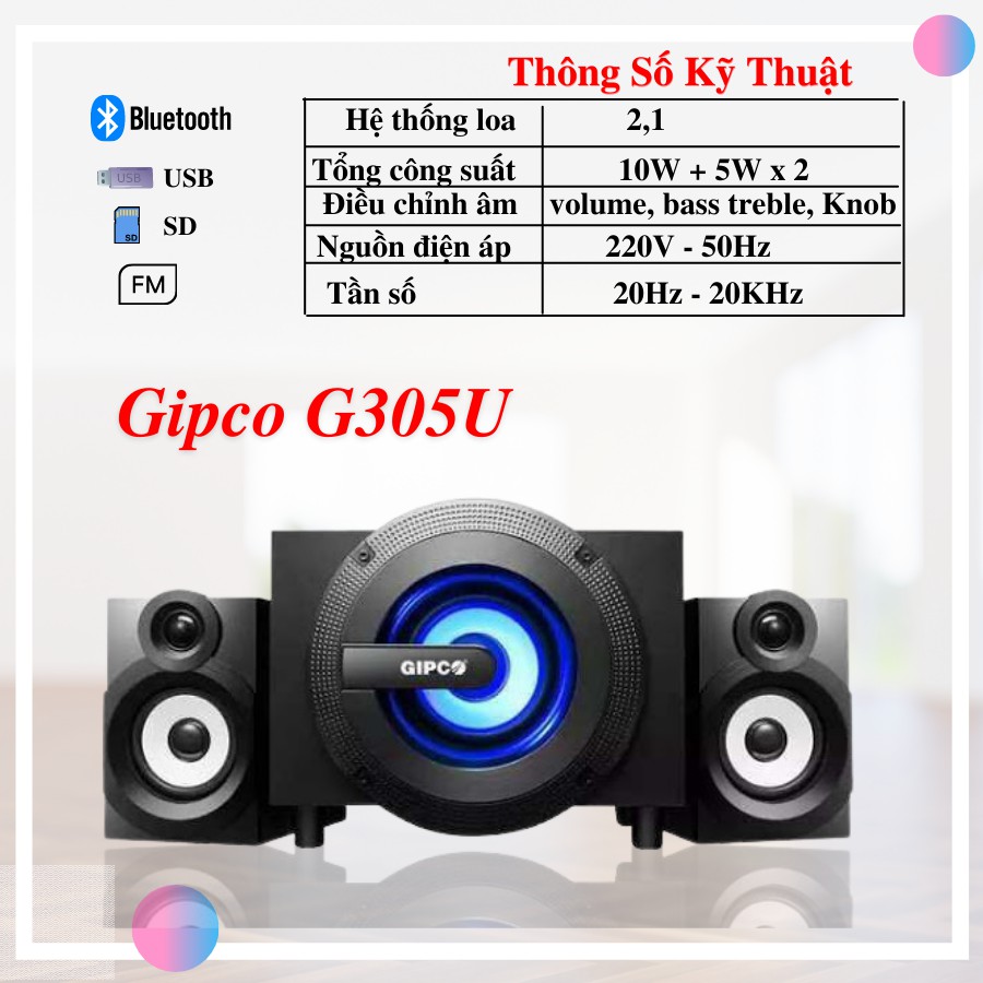 LOA VI TÍNH GIPCO G305U 2.1 BLUETOOTH - HÀNG CHÍNH HÃNG