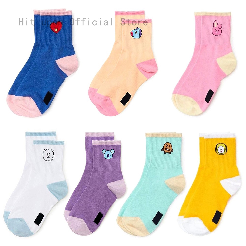 Vớ Cotton Cổ Cao In Hình Các Nhân Vật Bt21 Của Bts