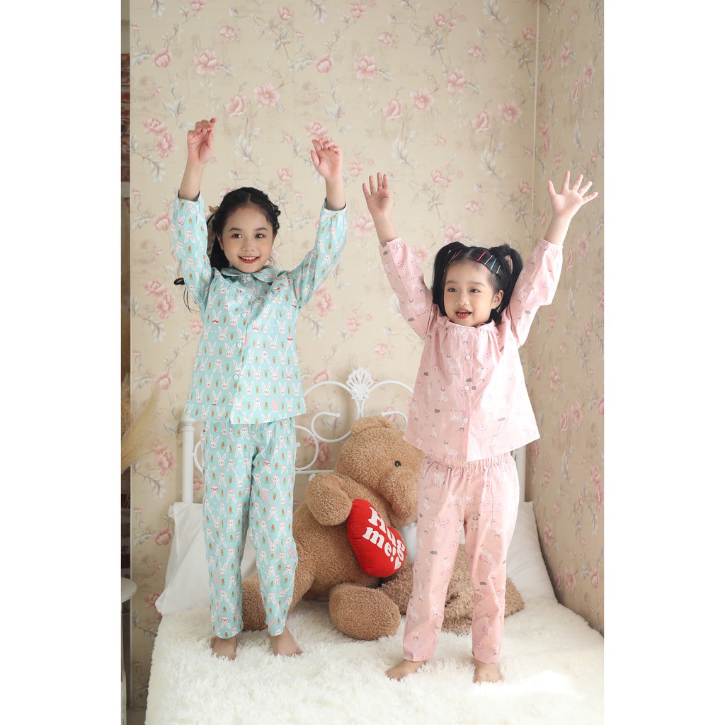 [LITTLE PINK] BỘ PYJAMAS DÀI TAY THU ĐÔNG 2021 VER2