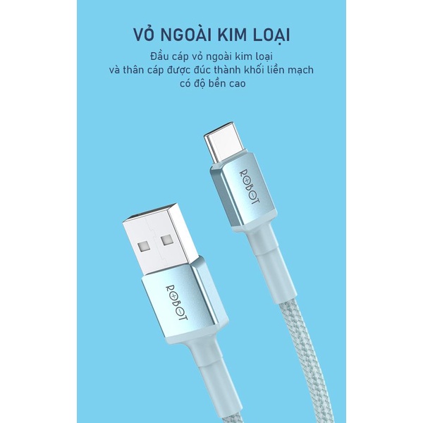 Cáp sạc dù truyền dữ liệu Type C ROBOT RSL100 cho điện thoại android chống rối cao cấp - Bảo hành chính hãng