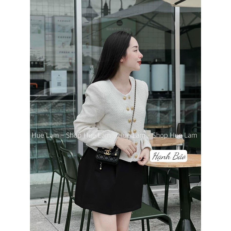 Áo khoác dạ Tweed khuy đồng loại đẹp