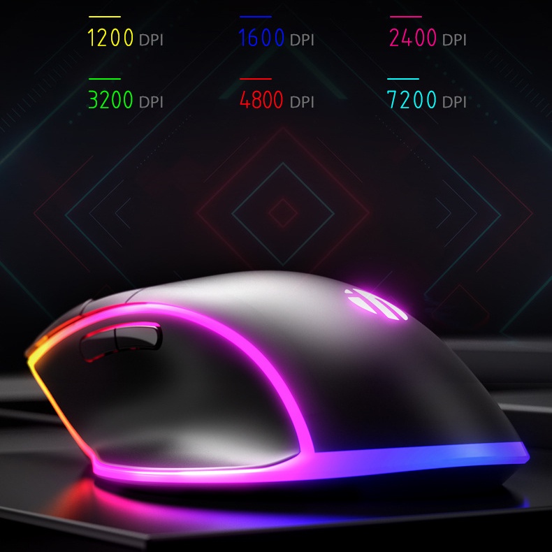 Chuột gaming INPHIC PW8, chuột chơi game 7200DPI, 13 chế độ LED - Raven Gaming Gear