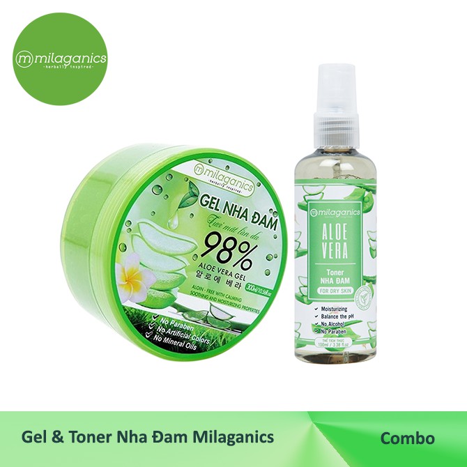 Gel Nha đam MILAGANICS 300ml và Toner Nha đam MILAGANICS 100ml