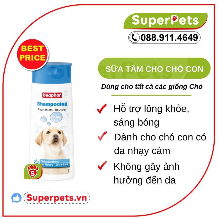Sữa Tắm Cho Chó Hương Lô Hội BEAPHAR SHAMPOO BUBBLE PUPPY DOG SUPERPETS VIỆT NAM