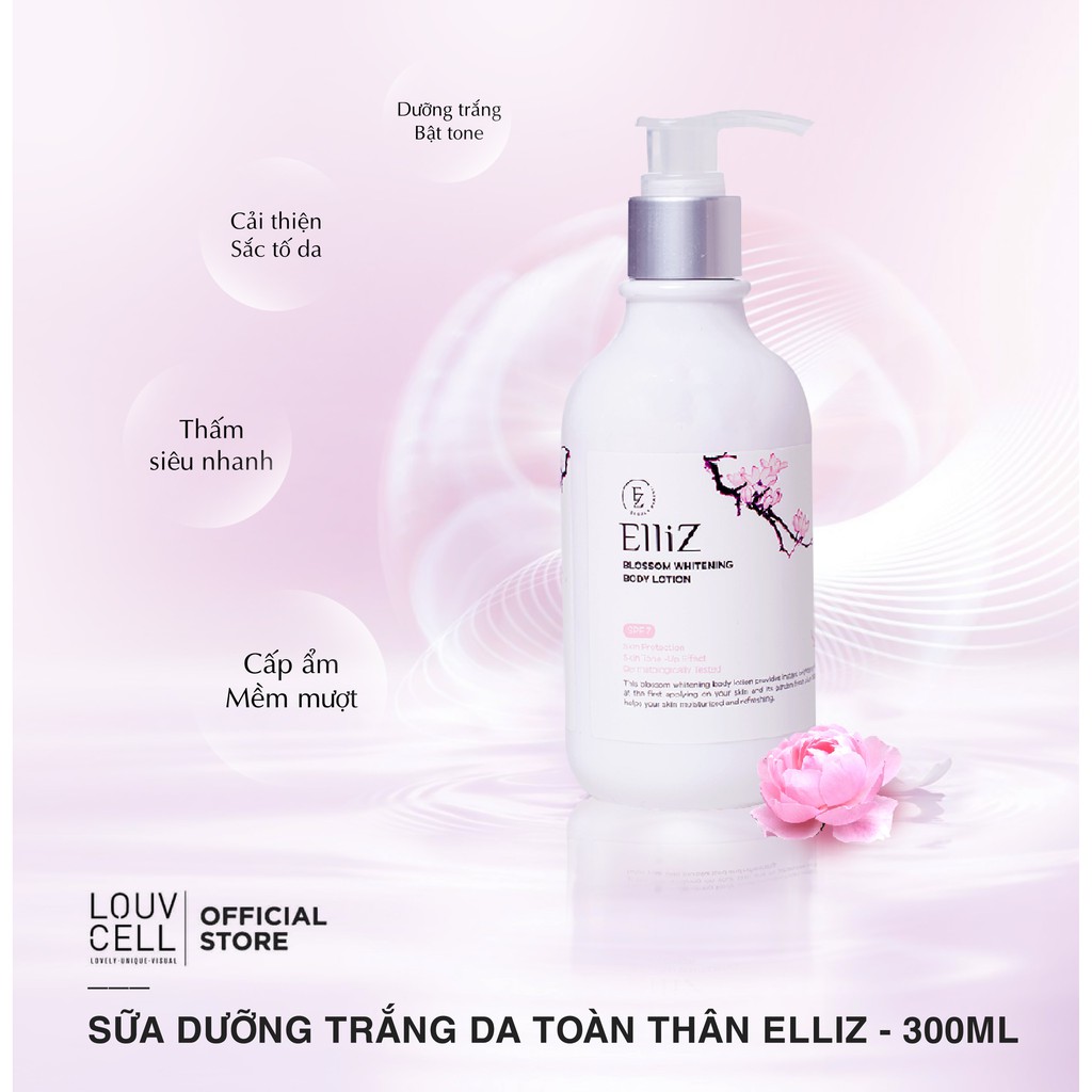 [Tặng 7 miếng Mặt Nạ Louvcell ]Sữa Dưỡng Trăng Toàn Thân ELLIZ BLOSSOM WHITENING BODY LOTION | BigBuy360 - bigbuy360.vn