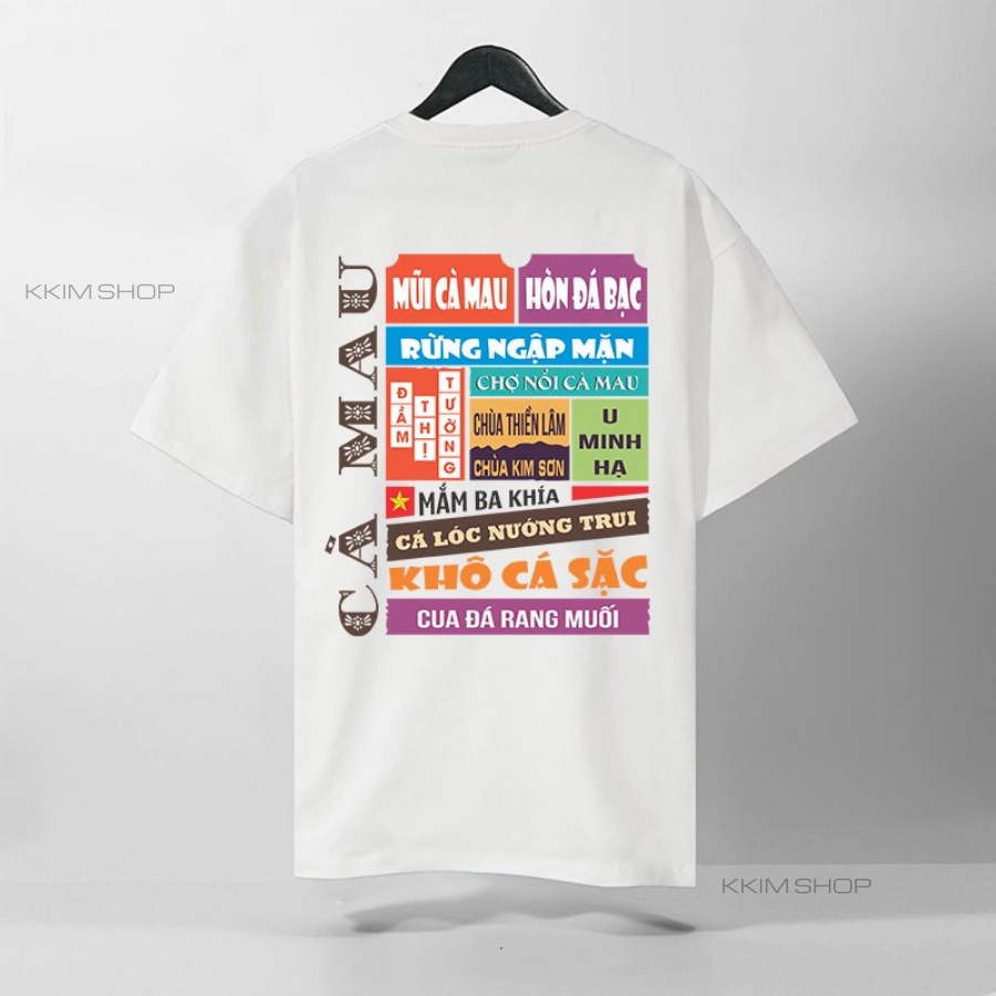 Áo thun tay lỡ CÀ MAU, Áo phông 63 tỉnh thành Form rộng oversize, chất liệu Cotton KKIMSHOP