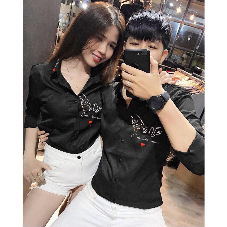 Áo Sơ Mi Dài Tay Cặp Đôi Nam- Nữ Đan Tay | BigBuy360 - bigbuy360.vn