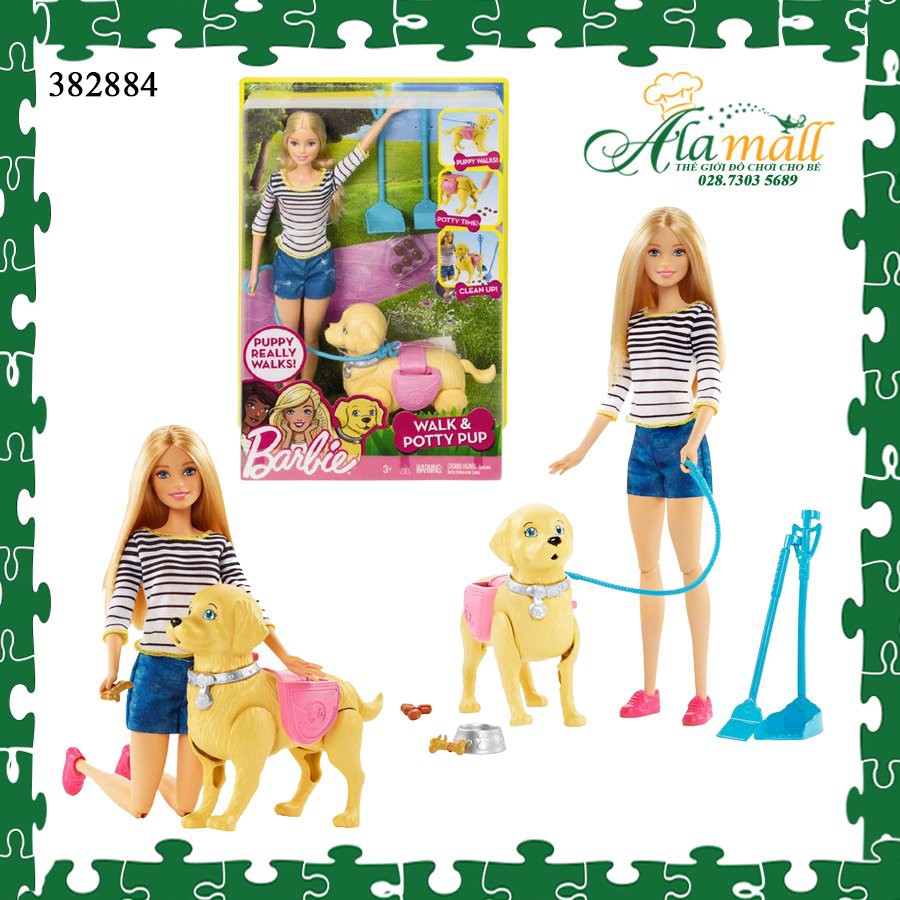 Búp Bê Barbie & Chú Chó Đi Dạo