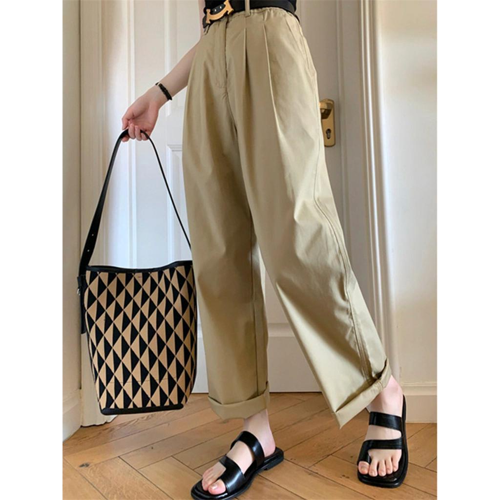 Quần Kaki Ống Suông Lưng Cao Thời Trang Cá Tính 62337