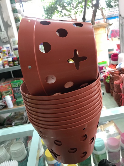 10 chậu nhựa giả đất nung phi 20