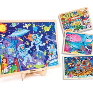 Bộ xếp hình gỗ khám phá không gian Mideer Space Adventure Wooden Puzzle 100 miếng