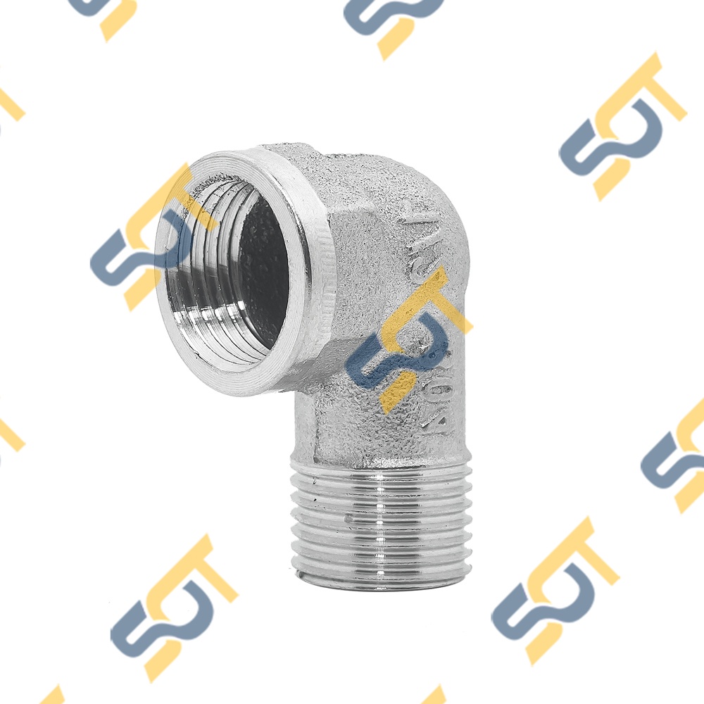Co inox, co điếu ren trong ren ngoài 21 27 34 nối ren trong ren ngoài cong &amp; cút ren 90 độ - Bằng inox sần
