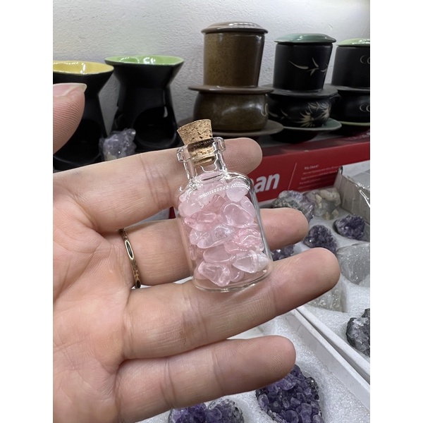 Lọ đá tình yêu hồng rose quartz siêu xinh