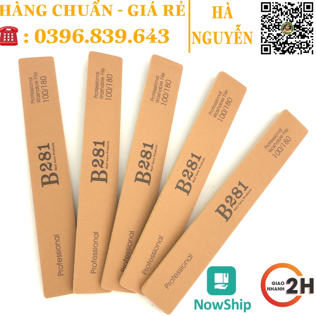 Dũa Móng Tay B281 Da Bò Cao Cấp, Dũa Phom Móng Bột 100/180 Siêu Bền