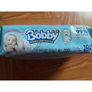 [HCM] Khăn Ướt Bobby Không Mùi (100 Miếng)