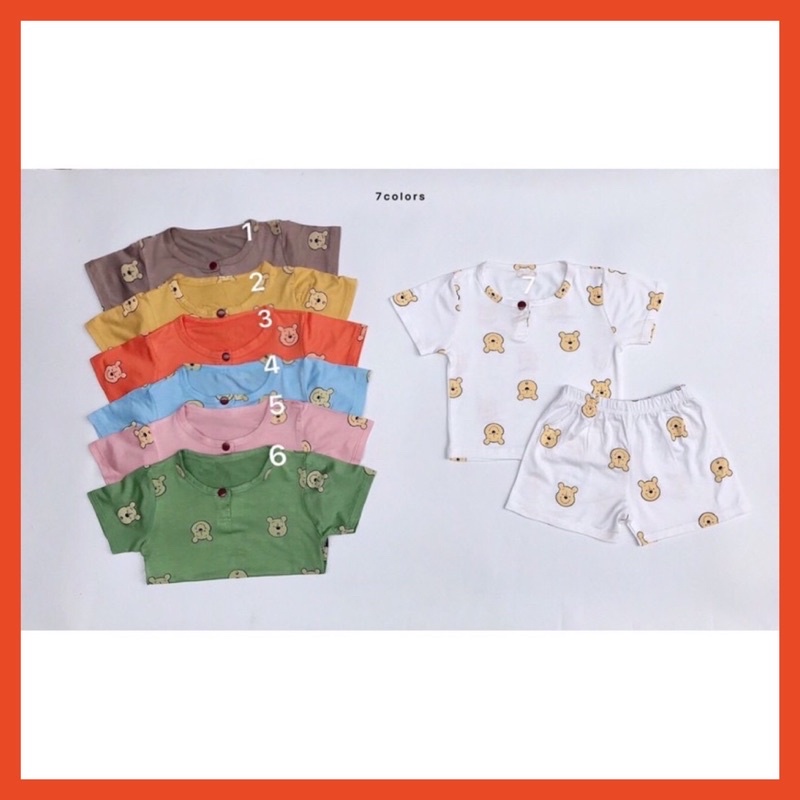 Bộ cộc hình gấu chất thun lạnh cho bé trai và bé gái