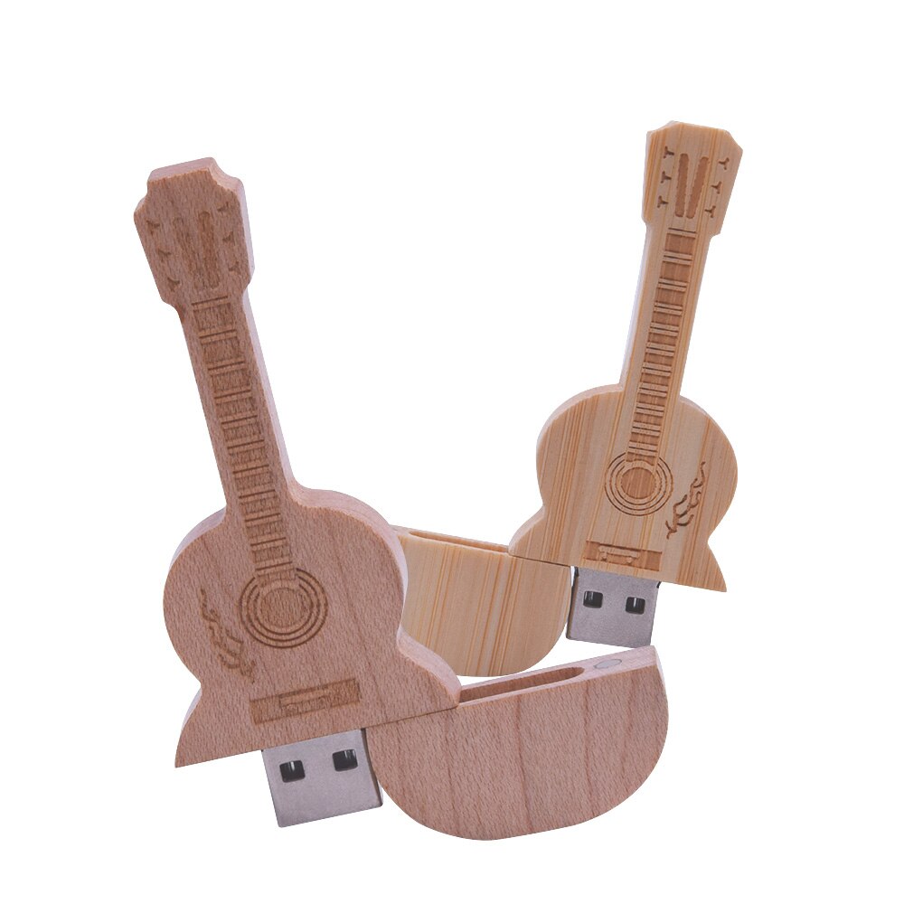 Thẻ Nhớ Usb 4gb 8gb 16gb 32gb 64gb 2gb 1gb Bằng Gỗ Tre Tự Nhiên Hình Đàn Guitar