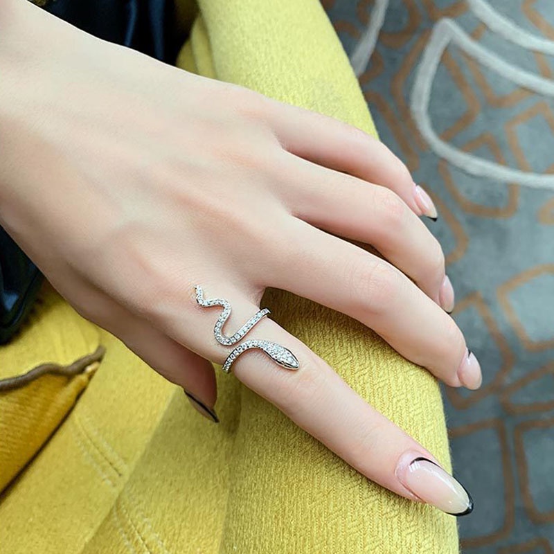 Nhẫn Hình Rắn Đính Đá Đơn Giản Cá Tính Thời Trang