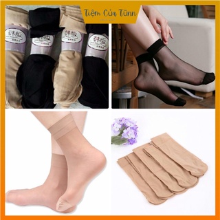 Tất giấy cổ ngắn Hàn Quốc siêu dai - Tất giấy cổ ngắn 2 màu đen,da