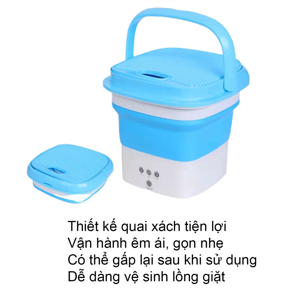 Máy giặt Mini gấp gọn di động, Máy giặt 3kg giặt sạch bụi bẩn đồ cá nhân, vắt khô, khử khuẩn bằng UV công nghệ Blue Ag