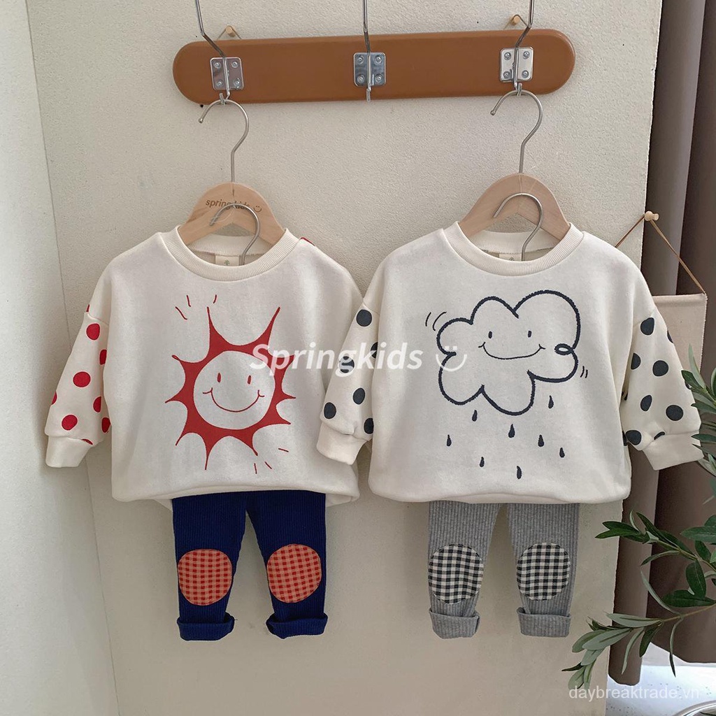 Quần legging họa tiết kẻ ô màu tương phản thời trang xuân thu cho bé