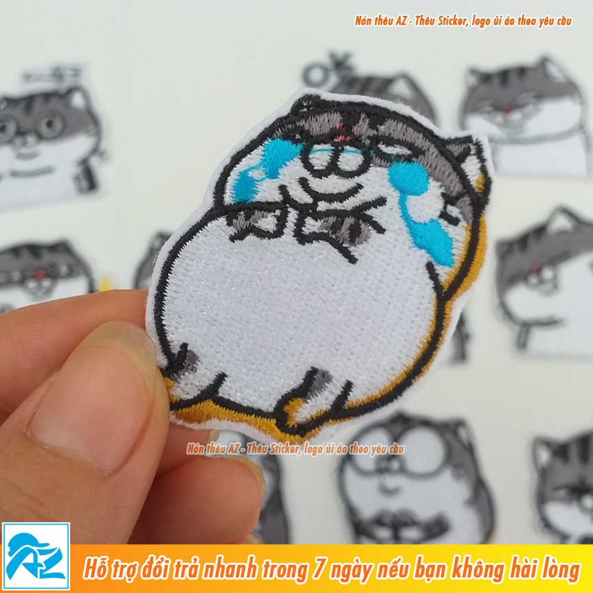 Sticker zalo ủi thêu hình mèo ami bụng bự - Patch ủi quần áo balo S20