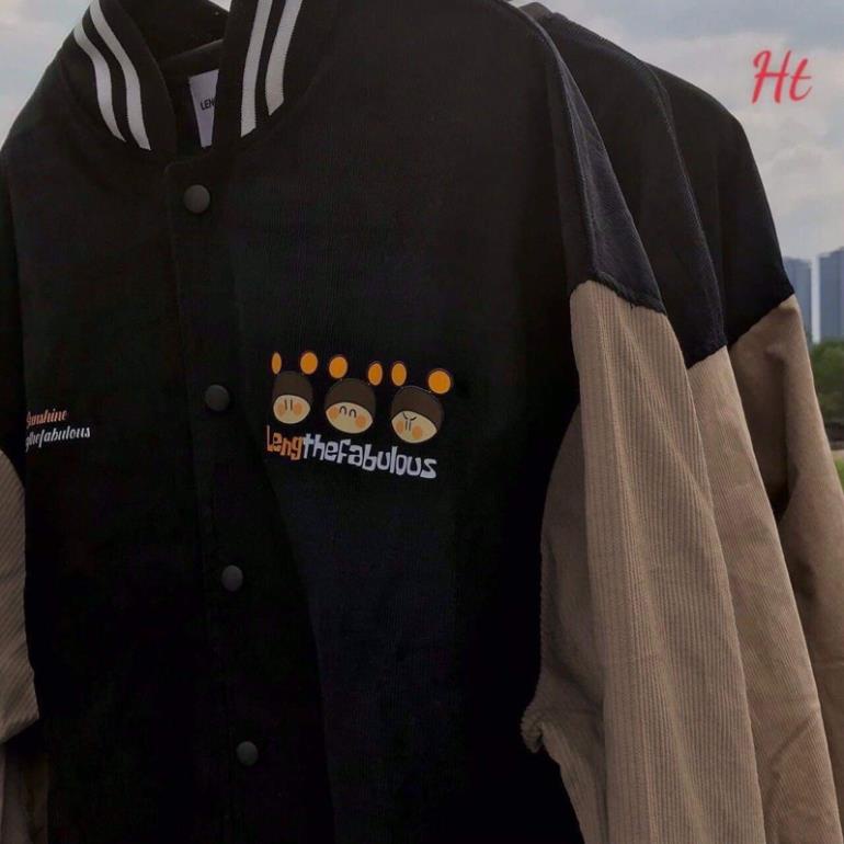 Áo bomber nhung phối tay đôi ong Ht