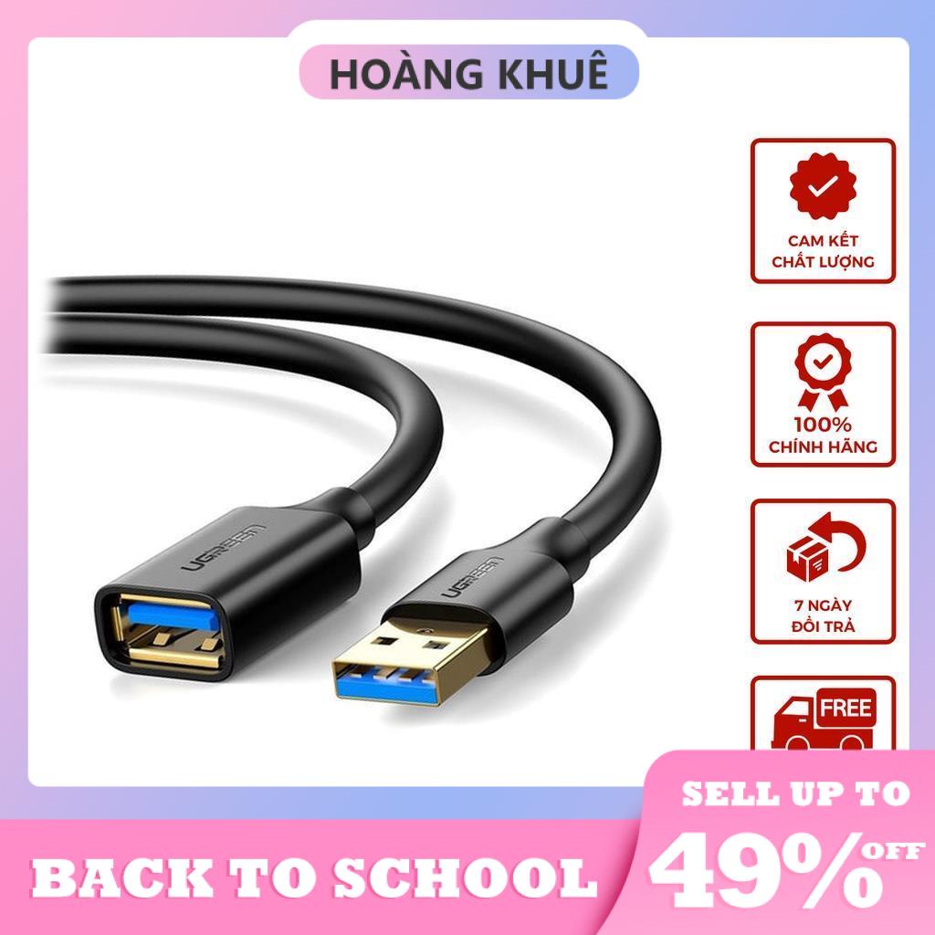 Dây nối dài USB 3.0 mạ vàng dài từ 1-3m UGREEN US129 dây dạng dẹt và tròn