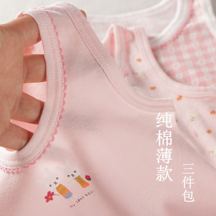 (SET 3 ÁO 100% COTTON) Áo ba lỗ xuất Nhật cotton bé gái