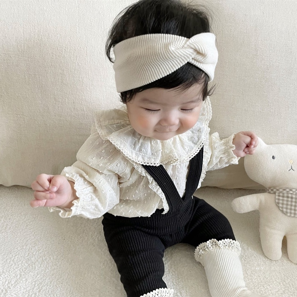 Áo Cổ Lá Sen Họa Tiết Chấm Bi Phong Cách Công Chúa Ngọt Ngào Dễ Phối Đồ Cho Bé Gái