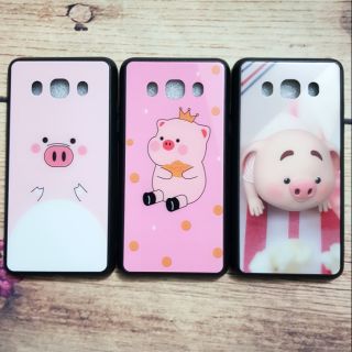 Ốp lưng Samsung J510 /J5 2016 viền dẻo lưng kính cường lực hình chú heo cao cấp