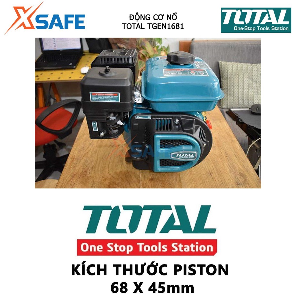 Động cơ nổ TOTAL TGEN1681 dùng xăng Loại động cơ 4 thì, OHV, Đầu ra tối đa 5.5HP, Đường kính trục 20mm
