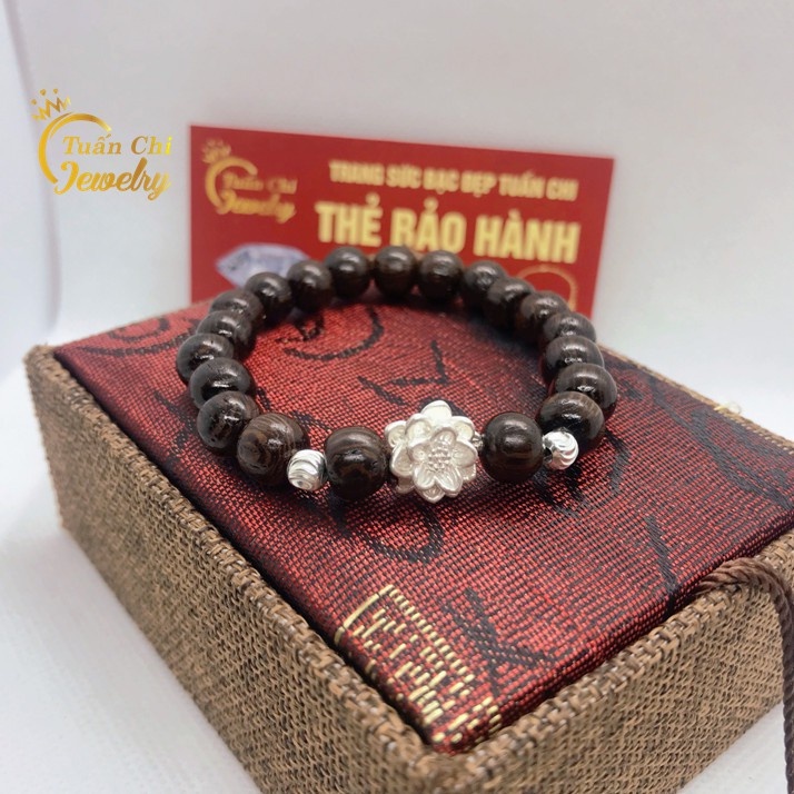 Vòng Tay Trầm Hương 💥DEAL SỐC💥 Vòng Trầm Tốc Hương Thơm Tự Nhiên, Kết Hợp Hoa Sen Bạc, Vòng May Mắn, Vòng Đôi Nam Nữ