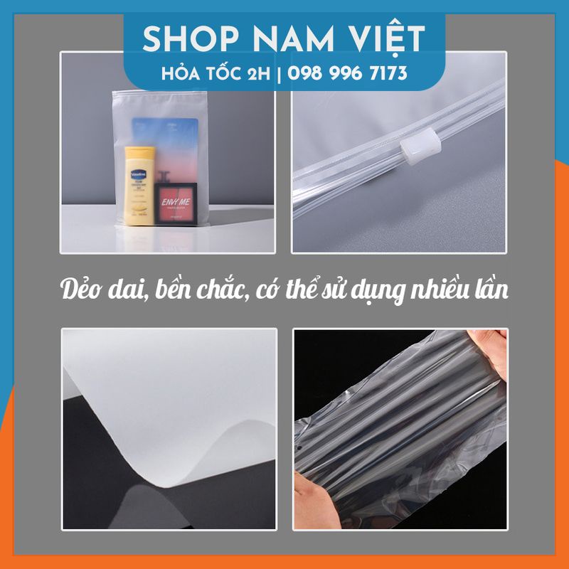 Túi Zip Lụa Nhựa CPE Trong Mờ Có Khóa Kéo Đa Năng